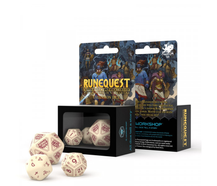 Кубики RPG RuneQuest Beige & burgundy Expansion 3 Dice Set. Q WORKSHOP (SRQE02)