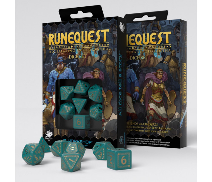 Кубики RPG RuneQuest Turquoise & gold Dice Set. Q WORKSHOP (SRQU03)