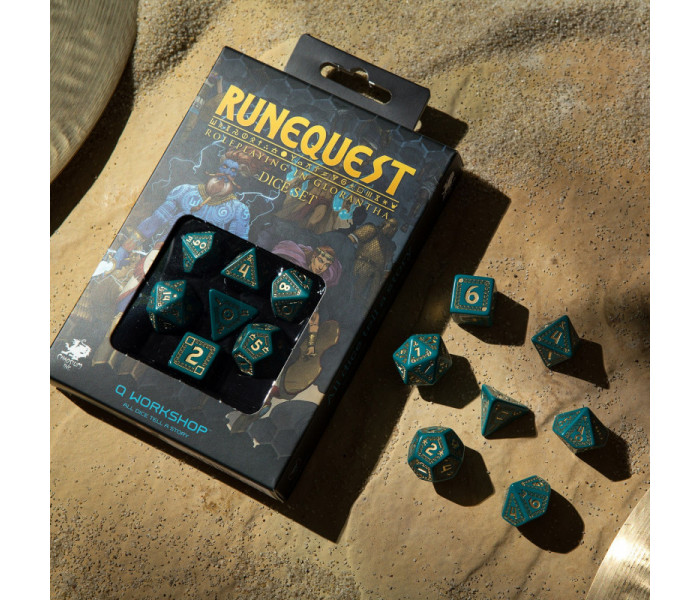 Кубики RPG RuneQuest Turquoise & gold Dice Set. Q WORKSHOP (SRQU03)