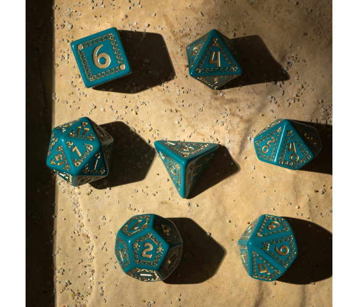 Кубики RPG RuneQuest Turquoise & gold Dice Set. Q WORKSHOP (SRQU03)