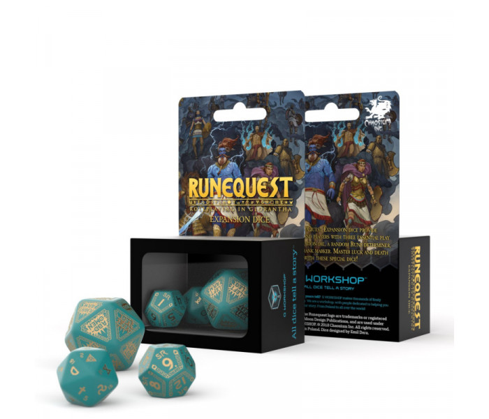 Кубики RPG RuneQuest Turquoise & gold Expansion 3 Dice Set. Q WORKSHOP (SRQE03)