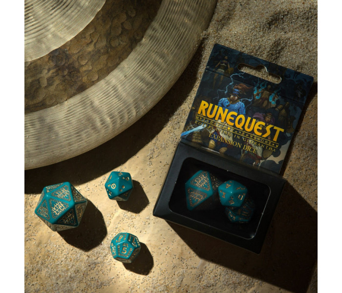 Кубики RPG RuneQuest Turquoise & gold Expansion 3 Dice Set. Q WORKSHOP (SRQE03)