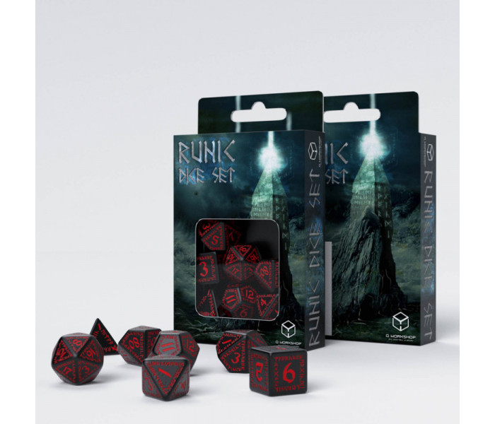 Кубики RPG Runic Black & red Dice Set. Q WORKSHOP (SRUN06)