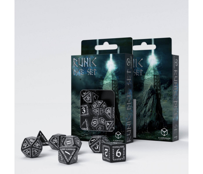 Кубики RPG Runic Black & white Dice Set. Q WORKSHOP (SRUN01)