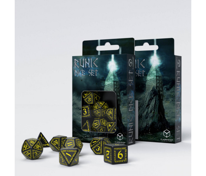 Кубики RPG Runic Black & yellow Dice Set. Q WORKSHOP (SRUN07)