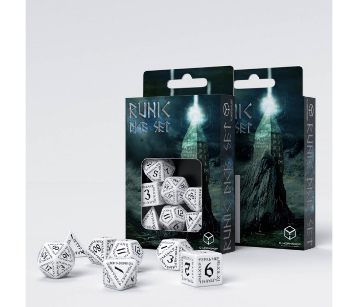Кубики RPG Runic White & black Dice Set. Q WORKSHOP (SRUN02)