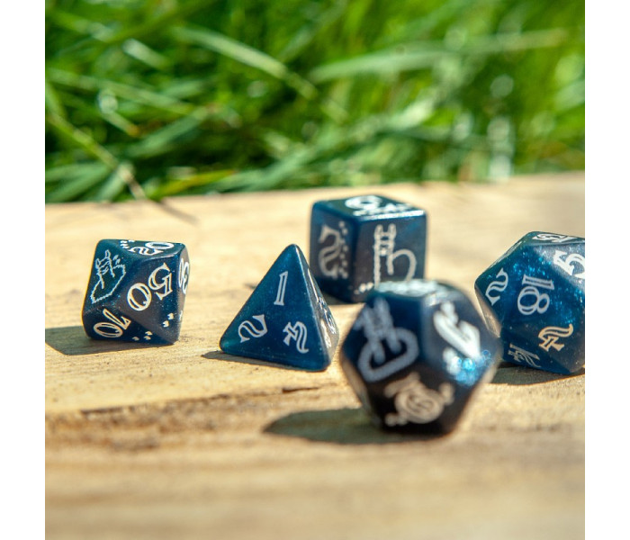 Кубики RPG Shimmering Llama Dice Set (Glittering dark blue & white). Q WORKSHOP (SLLA03)