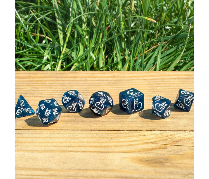 Кубики RPG Shimmering Llama Dice Set (Glittering dark blue & white). Q WORKSHOP (SLLA03)