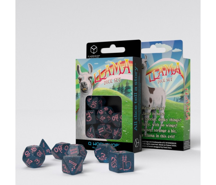 Кубики RPG Sparkling Llama Dice Set (Glittering dark blue & pink). Q WORKSHOP (SLLA01)