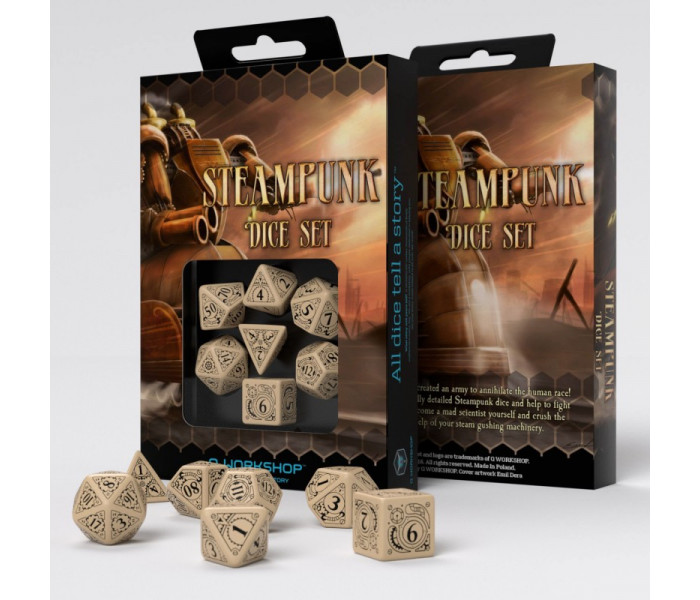 Кубики RPG Steampunk Beige & black Dice Set. Q WORKSHOP (SSTE04)