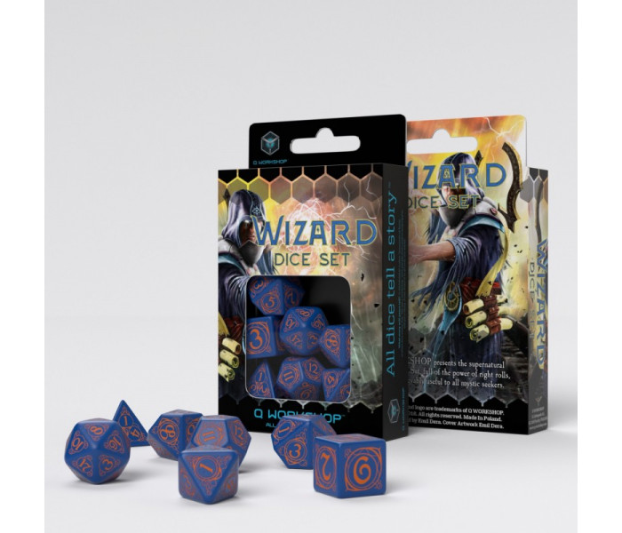 Кубики RPG Wizard Dark-blue & orange Dice Set. Q WORKSHOP (SWIZ01)