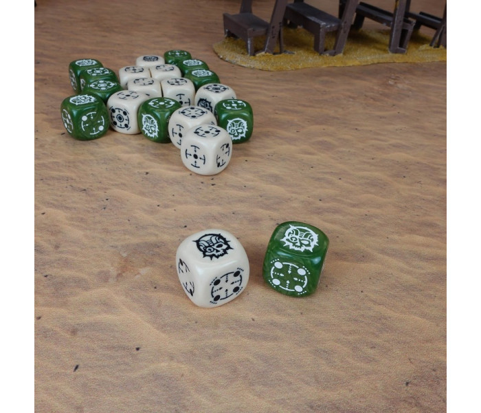 Набір кубиків Crosshairs Compact D6: Beige&Olive (20 шт). Q WORKSHOP (STCA03)