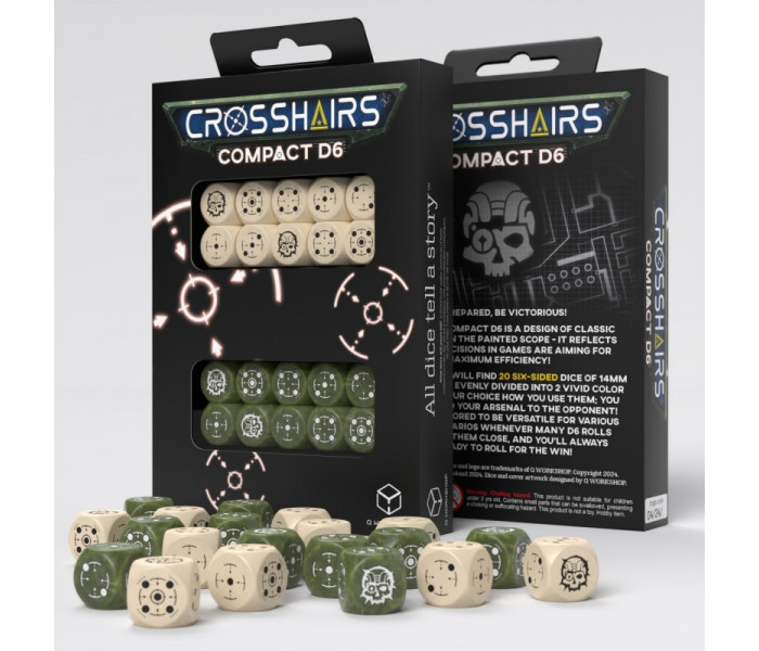 Набір кубиків Crosshairs Compact D6: Beige&Olive (20 шт). Q WORKSHOP (STCA03)