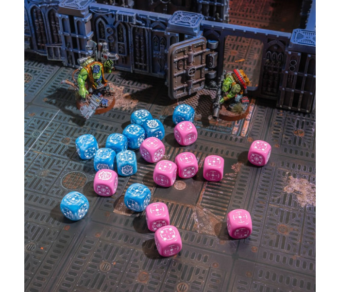 Набор кубиков Crosshairs Compact D6: Blue&Pink (20 шт). Q WORKSHOP (STCA02)