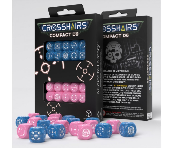 Набор кубиков Crosshairs Compact D6: Blue&Pink (20 шт). Q WORKSHOP (STCA02)