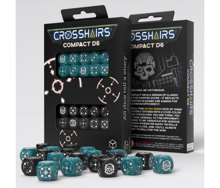 Набор кубиков Crosshairs Compact D6: Stormy&Black (20 шт). Q WORKSHOP (STCA04)