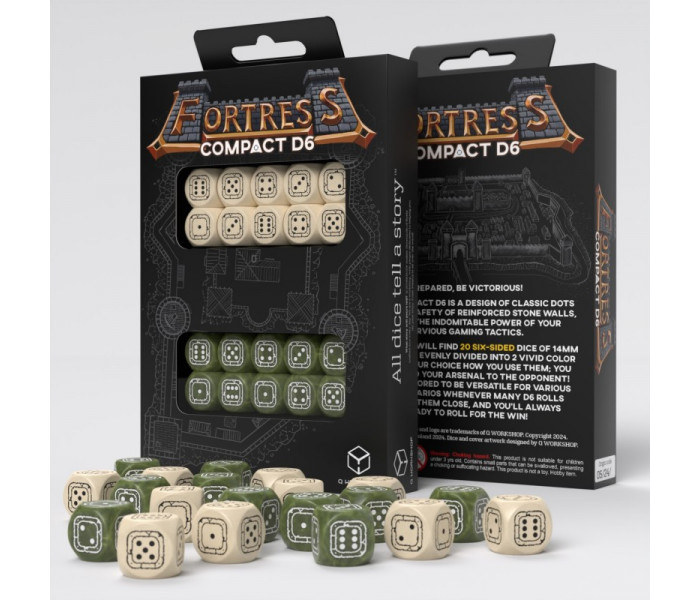 Набір кубиків Fortress Compact D6: Beige&Olive (20 шт). Q WORKSHOP (STCB01)