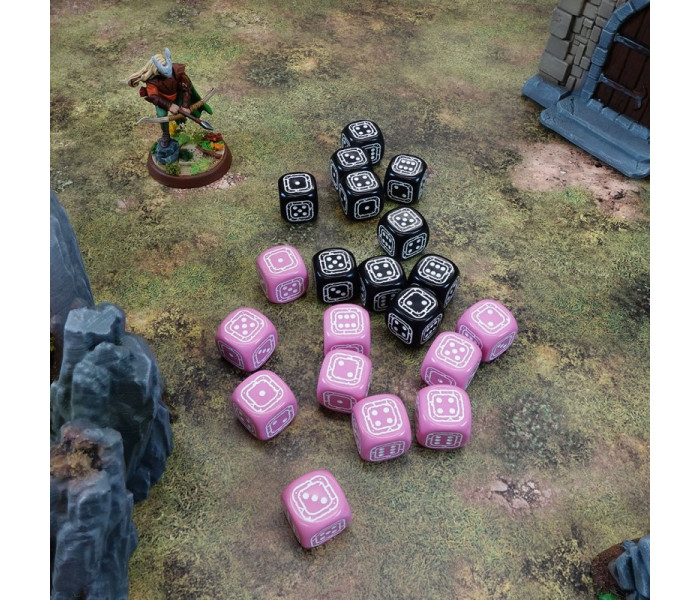 Набор кубиков Fortress Compact D6: Black&Pink (20 шт). Q WORKSHOP (STCB05)