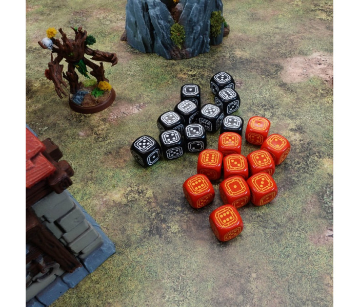 Набір кубиків Fortress Compact D6: Black&Red (20 шт). Q WORKSHOP (STCB04)