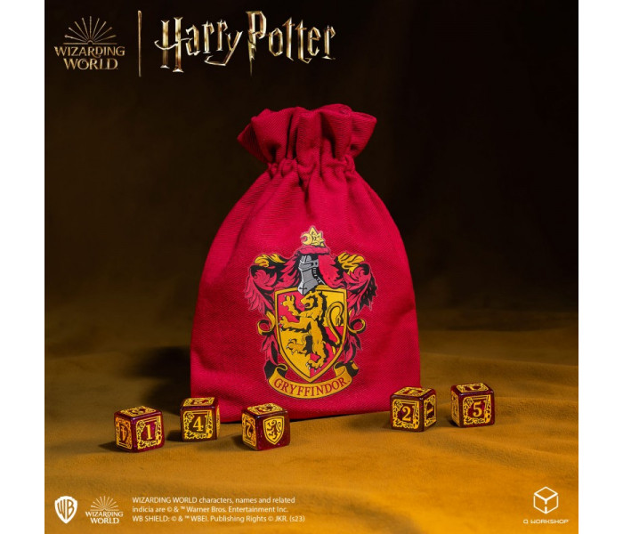 Набір кубиків Harry Potter. Gryffindor. 5 х D6 Dice Set & Pouch. Q WORKSHOP (190142/2023/1/A/D6B)