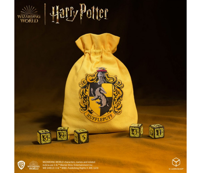 Набір кубиків Harry Potter. Hufflepuff. 5 х D6 Dice Set & Pouch. Q WORKSHOP (190142/2023/4/A/D6B)