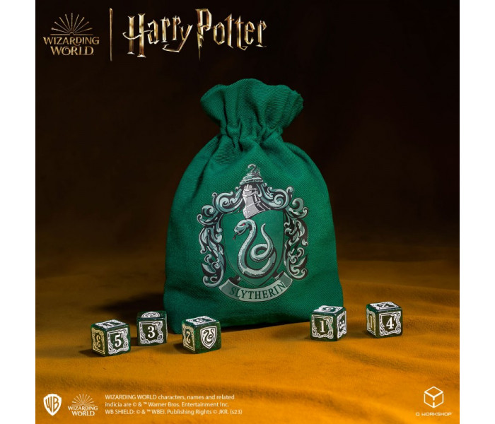 Набор кубиков Harry Potter. Slytherin. 5 х D6 Dice Set & Pouch. Q WORKSHOP (190142/2023/2/A/D6B)