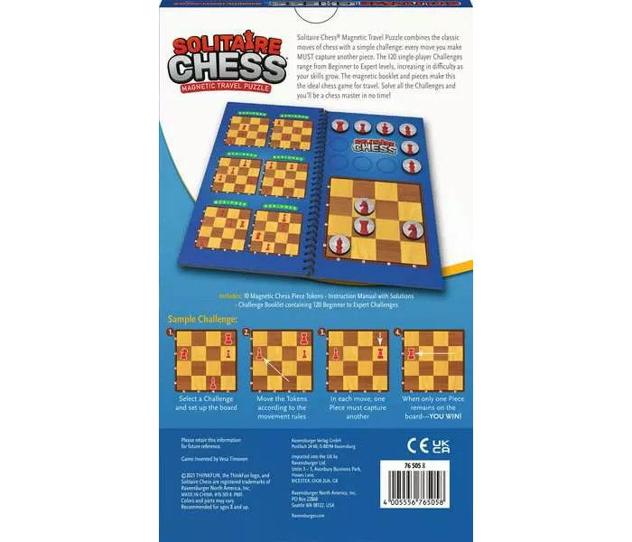 Игра головоломка Solitaire Chess Travel (Шахматный пасьянс Дорожный). Thinkfun (76542)