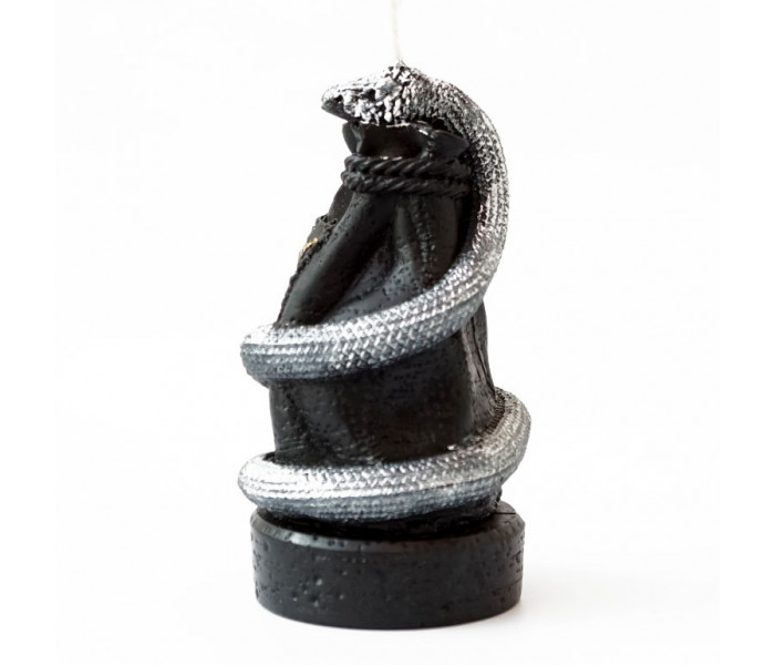 Свеча Змея на денежном мешке Черная 5x5x9,5см (9060550)