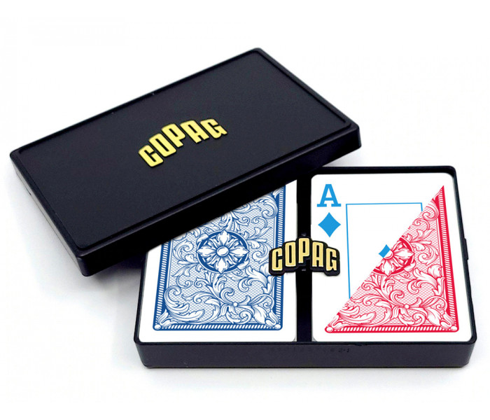 Карты Copag Legacy 4-Color 100% Plastic Double-deck Poker Size Jumbo Index (Blue/Red)