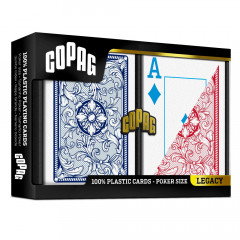 Карты Copag Legacy 4-Color 100% Plastic Double-deck Poker Size Jumbo Index (Blue/Red)