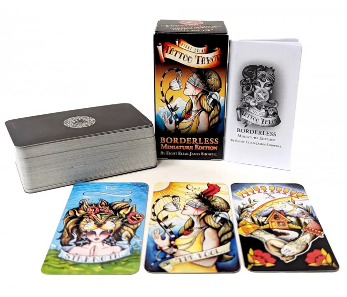 Безрамкове Міні Таро Восьми Монет – Eight Coins Tattoo Tarot Borderless Miniature Edition. US Games Systems