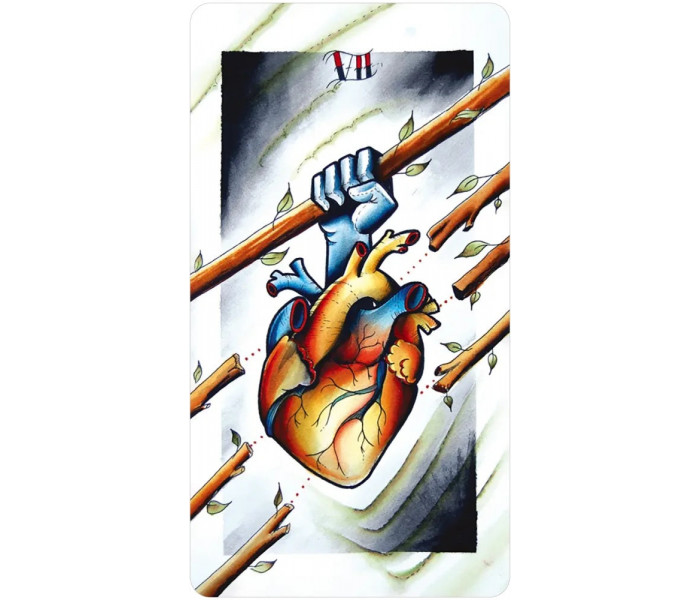 Безрамкове Міні Таро Восьми Монет – Eight Coins Tattoo Tarot Borderless Miniature Edition. US Games Systems