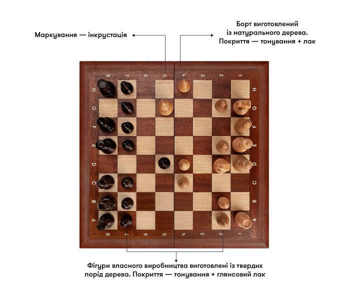 Шахматы деревянные Orner Темно-коричневые 40 x 40 см (3029)