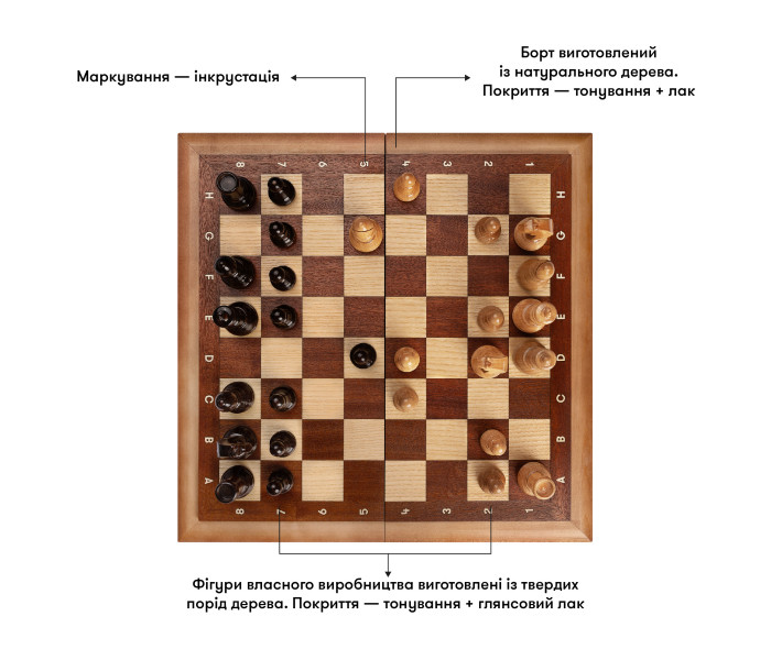 Шахи дерев’яні Orner Коричневі 40 x 40 см (2996)