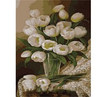 Фото Малювання номерів. Картина серії "Букет" 40х50см, Білі тюльпани, Ідейка (MG1063)