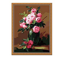 Фото Малювання номерів. Картина серії "Букет" 40х50см, Букет із чайних троянд, Ідейка (MG174)
