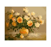 Фото Малювання номерів. Картина серії "Букет" 40х50см, Ніжно-жовті троянди, Ідейка (MG278)