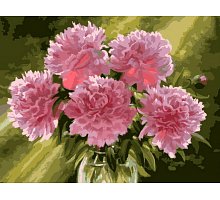 Фото Малювання номерів. Картина серії "Букет" 40х50см, Рожеві півонії у вазі, Ідейка (MG1119)