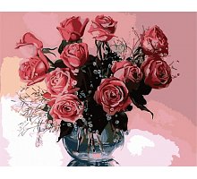 Фото Малювання номерів. Картина серії "Букет" 40х50см, Рожеві троянди 2, Ідейка (MG1073)