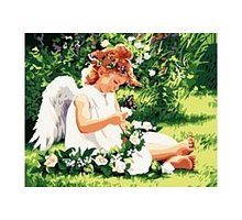 Фото Малювання номерів. Картина серії "Діти" 40х50см, Ангелочок з метеликом, Ідейка (MG310)