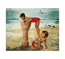 Фото Малювання номерів. Картина серії "Діти" 40х50см, Фонтанчик на пляжі, Ідейка (MG1022)