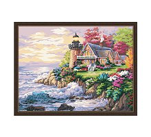 Фото Малювання номерів. Картина серії "Морський пейзаж" 40х50см, Будиночок у маяка, Ідейка (MG115)