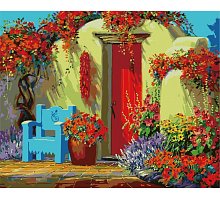 Фото Малювання номерів. Картина серії "За містом" 40х50см, Дворик у квітах, Ідейка (MG1087)