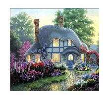 Фото Малювання номерів. Картина серії "За містом" 40х50см, Маленький будиночок у квітах, Ідейка (MG300)
