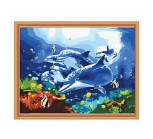 Фото Малювання номерів. Картина серії "Тварини, птахи" 40х50см, Зграя дельфінів, Ідейка (MG204)