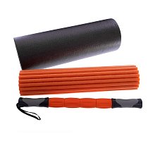 Фото Роллер для йоги та пілатесу (мфр рол) масажний Zelart 3 в 1 FI-0271 45см чорний-помаранчевий