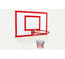 Фото Щит баскетбольний з кільцем та сіткою UR LA-6297 (щит-метал, р-р 62x50см, кільце d-30см, сітка NY)