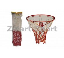Фото Сітка баскетбольна C-318 (нейлон, 12 петель, яч. р-р 7x7см, колір біло-червоний, в компл. 2 шт.)