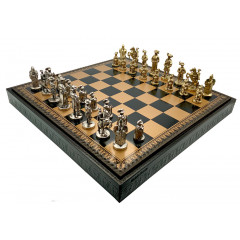 Шахматы и нарды Italfama Landsknecht Nero, 48 x 48 см, фигуры цинк, латунь, никель (84M+222GN)