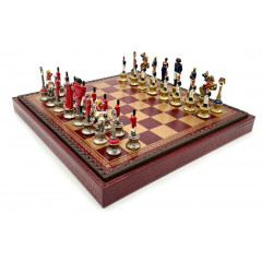 Шахматы и нарды Italfama Napoleone Rosso, 35 x 35 см, фигуры цветные Цинк, латунь, никель (19-92+219GR)